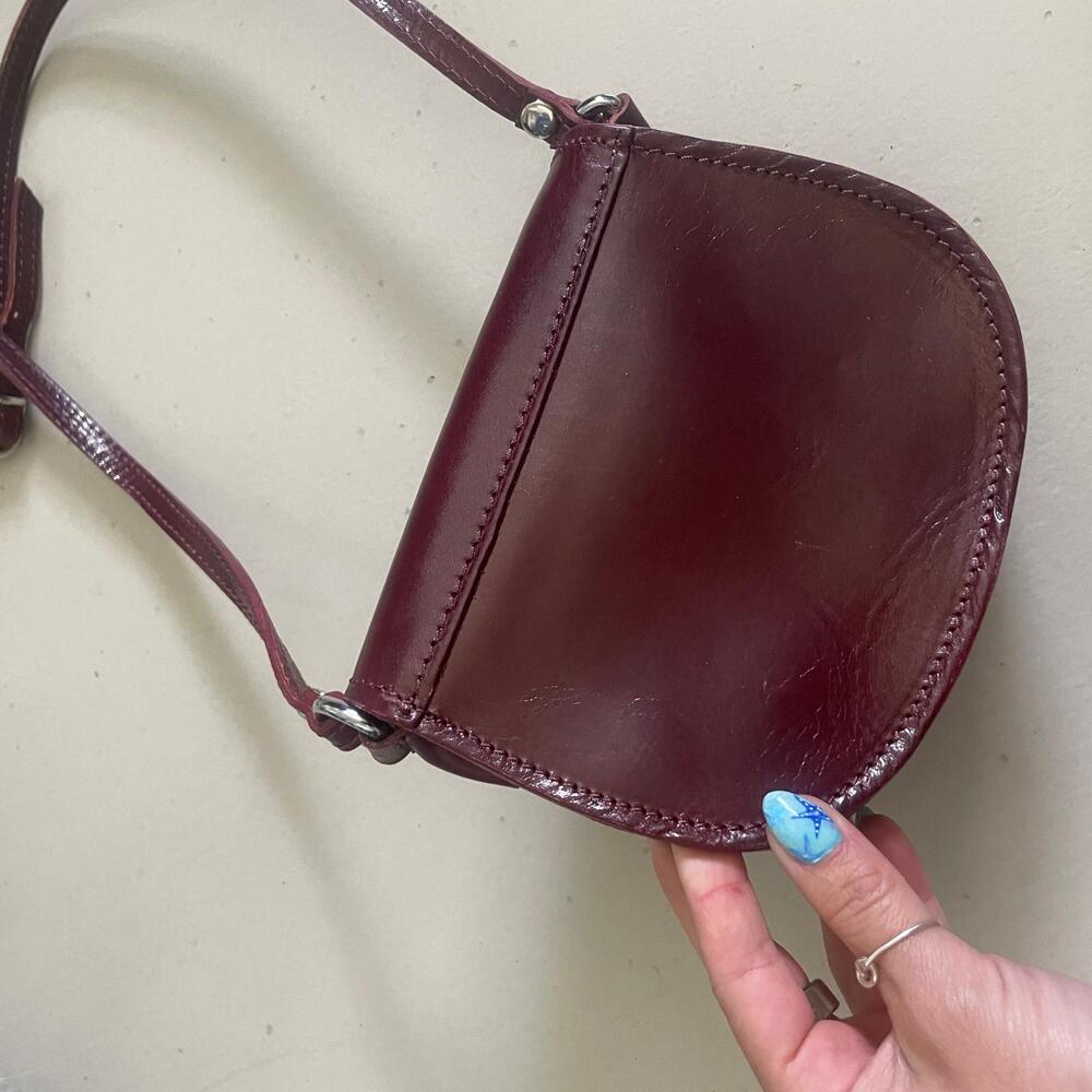 Vera Pelle Genuine Leather Crossbody Saddle Bag Brown One Size - Picture 5 of 9
